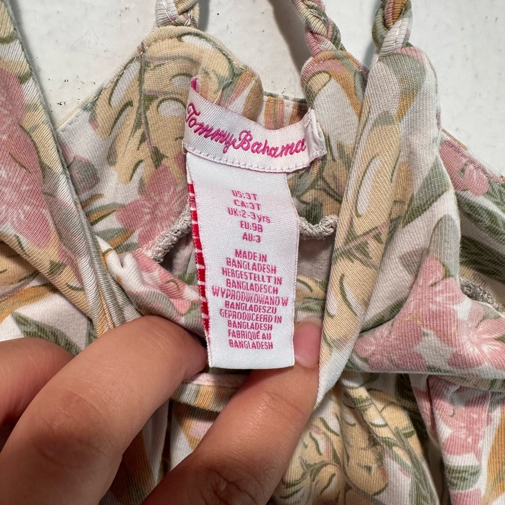 Tommy Bahama Floral Kids Dress - Green, Pink, Yellow - Picture 3 of 3